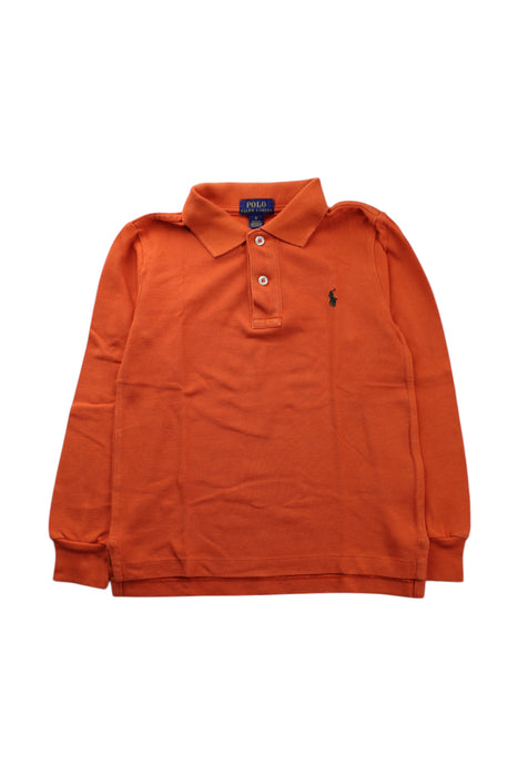 A Orange Long Sleeve Polos from Polo Ralph Lauren in size 5T for boy. (Front View)