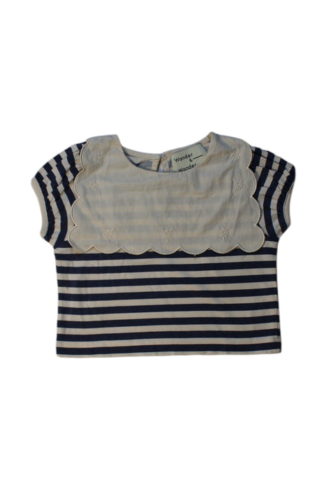 A Navy Short Sleeve Tops from Wander & Wonder in size 3T for girl. (Front View)