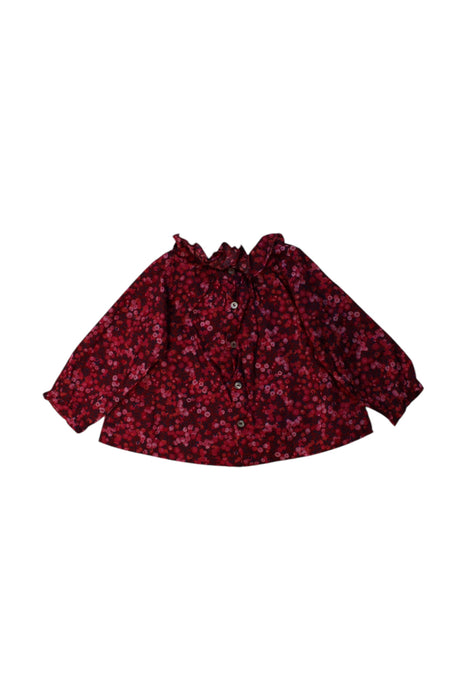 A Burgundy Long Sleeve Tops from Jacadi in size 6-12M for girl. (Back View)