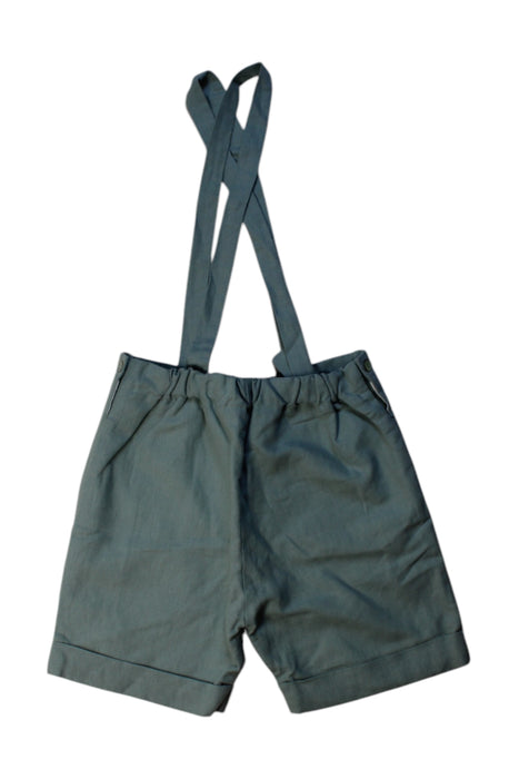 A Green Overall Shorts from Laranjinha in size 3T for girl. (Back View)