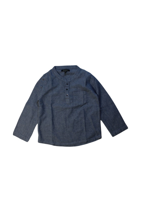A Blue Long Sleeve Shirts from Velveteen in size 4T for boy. (Front View)