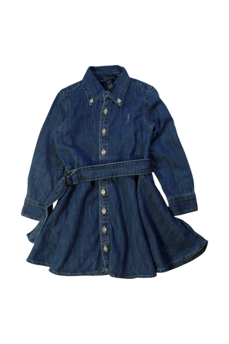 A Blue Long Sleeve Dresses from Polo Ralph Lauren in size 2T for girl. (Front View)