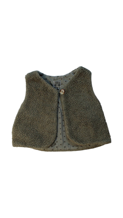 A Brown Outerwear Vests from Bonton in size 12-18M for girl. (Front View)