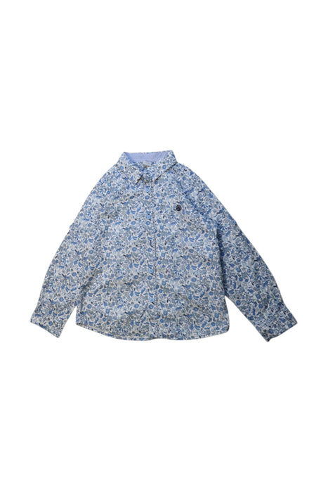 A Blue Long Sleeve Shirts from Petit Bateau in size 6T for boy. (Front View)