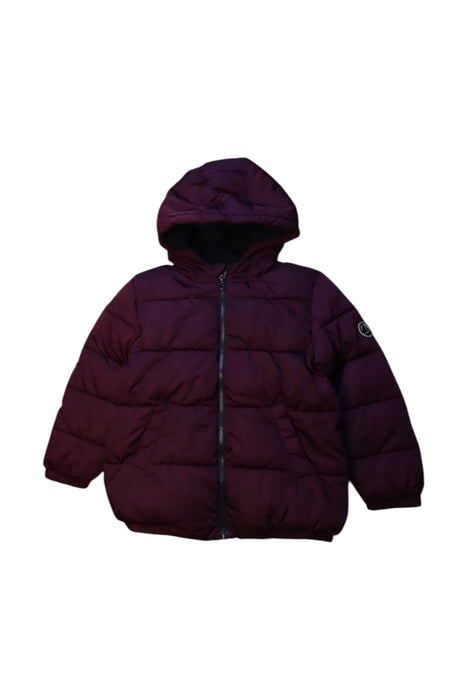A Burgundy Puffer/Quilted Coats & Outerwear from Petit Bateau in size 6T for neutral. (Front View)