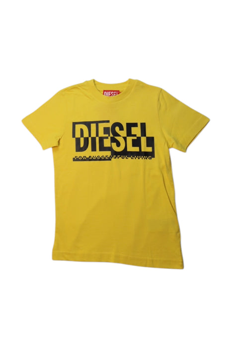 A Yellow Short Sleeve T Shirts from Diesel in size 4T for boy. (Front View)