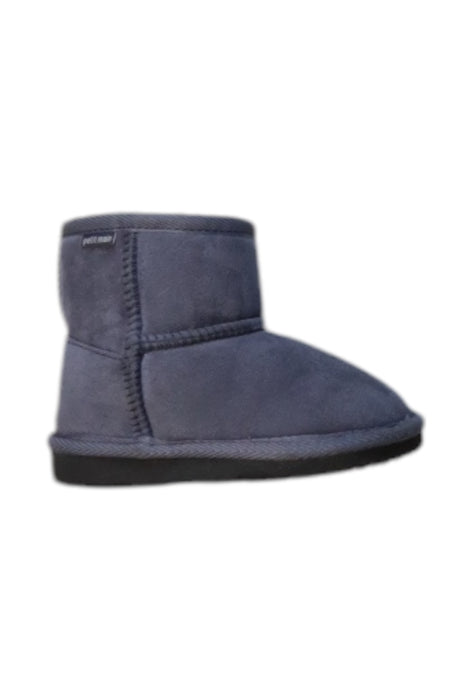 A Blue Booties from Petit Main in size Newborn for neutral. (Front View)