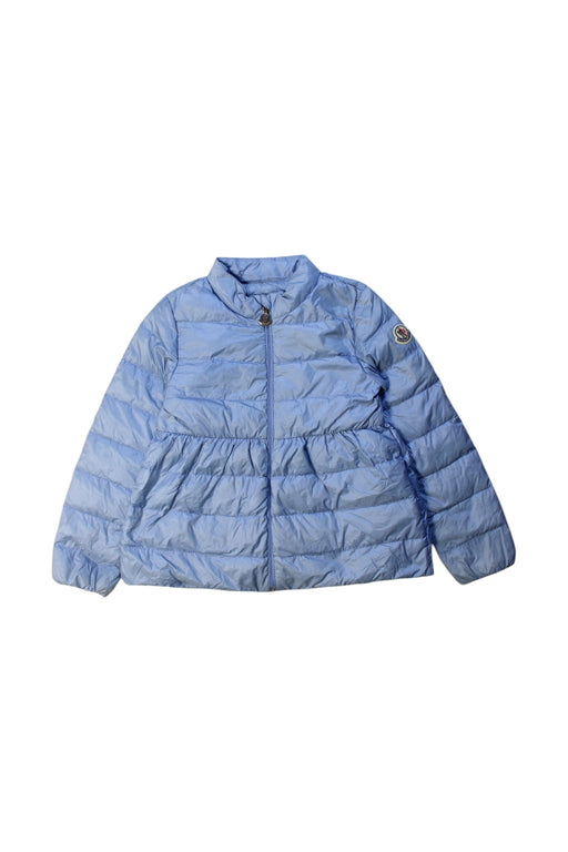 A Blue Puffer/Quilted Jackets from Moncler in size 3T for girl. (Front View)