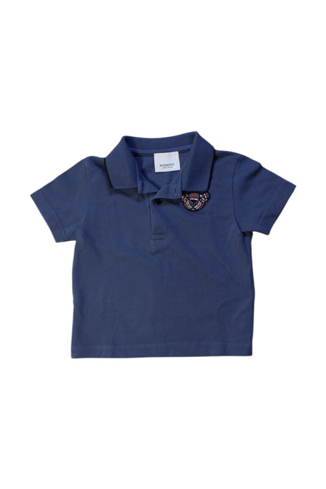 A Blue Short Sleeve Polos from Burberry in size 12-18M for boy. (Front View)