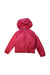 A Red Rain Jackets from Moncler in size 6T for girl. (Front View)