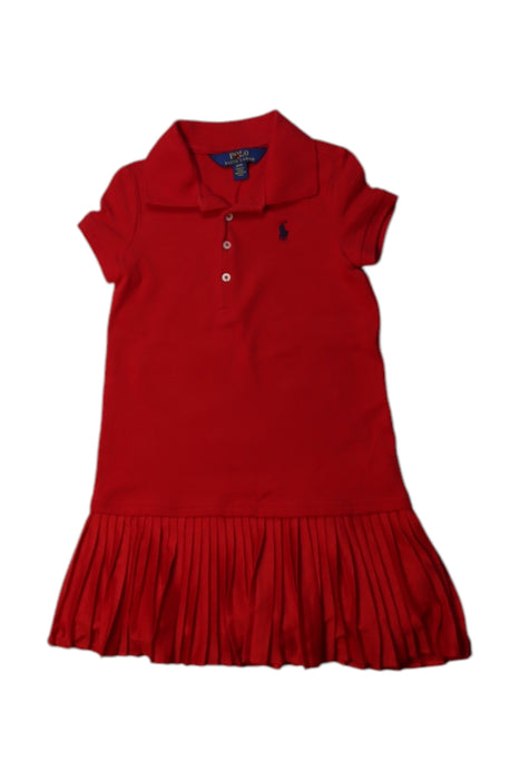 A Red Short Sleeve Dresses from Polo Ralph Lauren in size 4T for girl. (Front View)