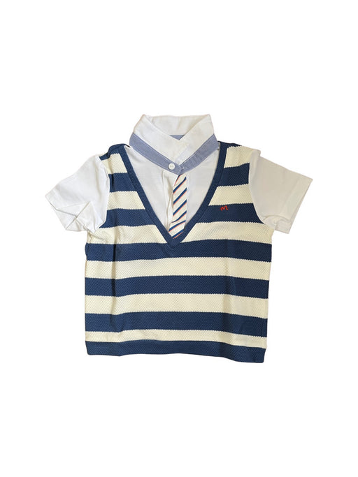 A Navy Short Sleeve Shirts from Momonittu in size 4T for boy. (Front View)