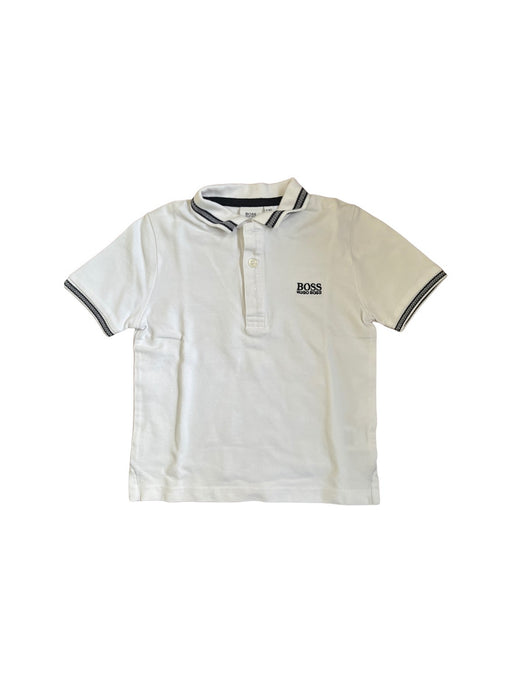 A White Short Sleeve Polos from Boss in size 4T for boy. (Front View)