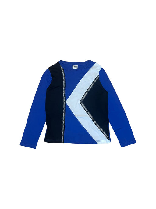 A Blue Long Sleeve T Shirts from Karl Lagerfeld in size 10Y for boy. (Front View)