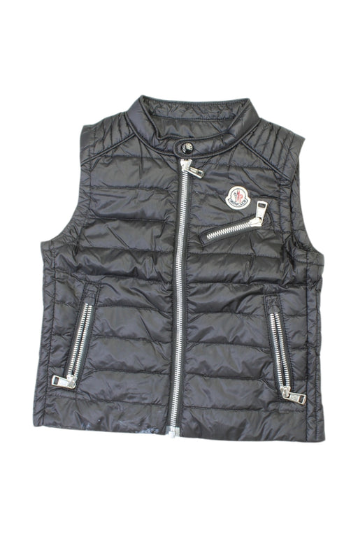 A Black Outerwear Vests from Moncler in size 4T for boy. (Front View)