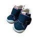 A Navy Booties from Miki House in size 12-18M for boy. (Front View)