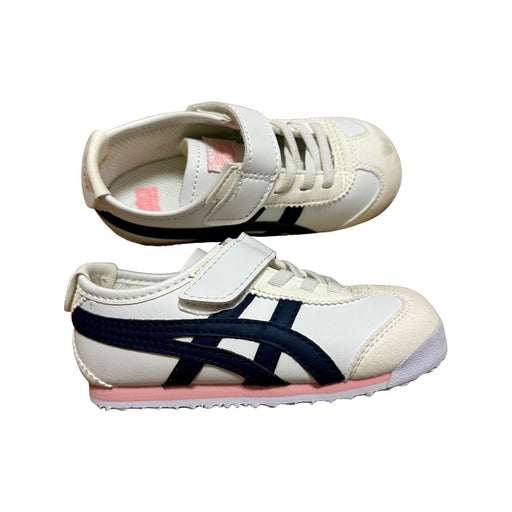A White Sneakers from Onitsuka Tiger in size 4T for girl. (Front View)