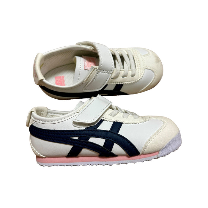 A White Sneakers from Onitsuka Tiger in size 4T for girl. (Front View)