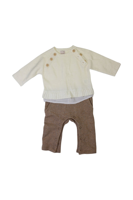 A Ivory Pants Sets from Petit Main in size 12-18M for boy. (Front View)
