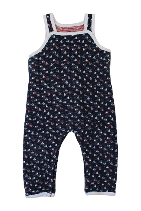 A Navy Long Overalls from Petit Bateau in size 18-24M for boy. (Front View)