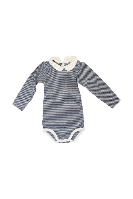 A Grey Long Sleeve Bodysuits from Petit Bateau in size 12-18M for girl. (Front View)