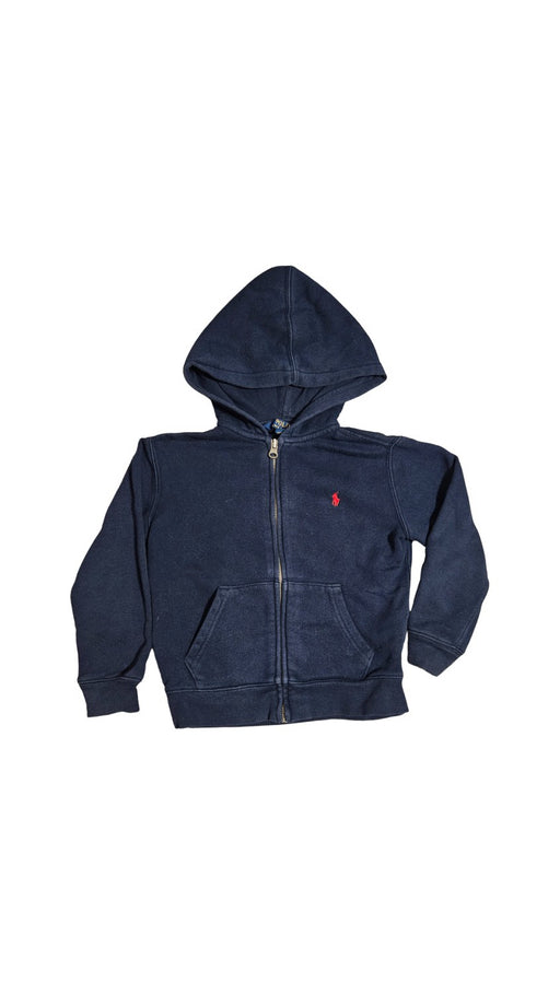 A Navy Zippered Sweatshirts from Polo Ralph Lauren in size 5T for neutral. (Front View)