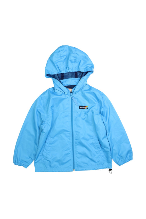 A Blue Rain Jackets from Miki House in size 4T for boy. (Front View)
