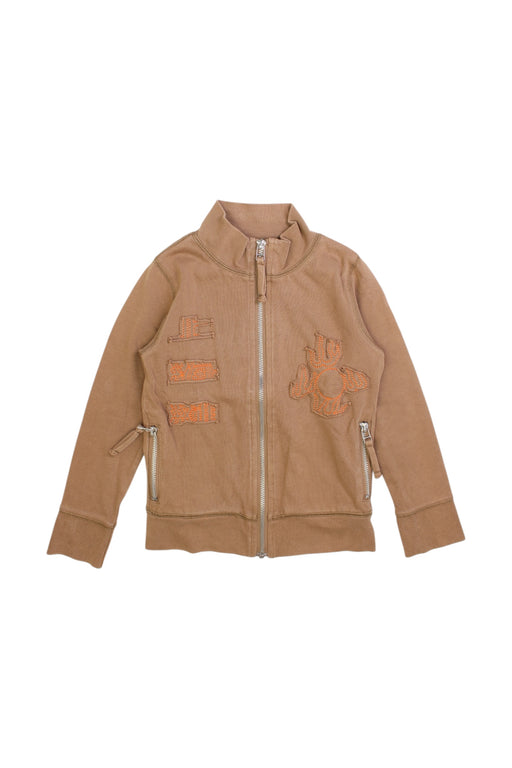 A Brown Zippered Sweatshirts from Shanghai Tang in size 4T for girl. (Front View)