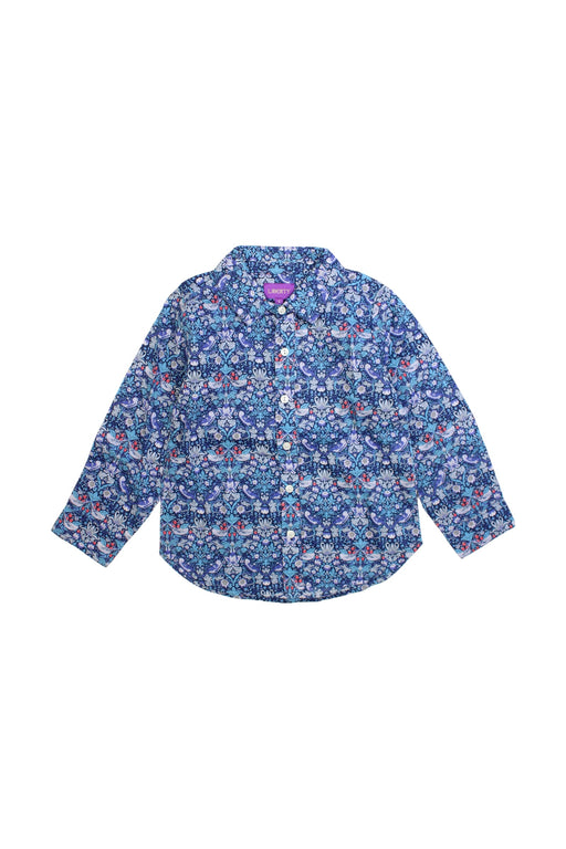A Blue Long Sleeve Shirts from Liberty London in size 6T for girl. (Front View)