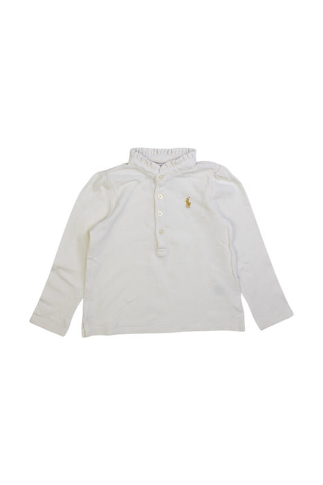 A White Long Sleeve Polos from Ralph Lauren in size 2T for girl. (Front View)