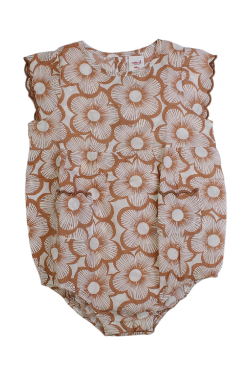A Brown Sleeveless Rompers from Seed in size 18-24M for girl. (Front View)