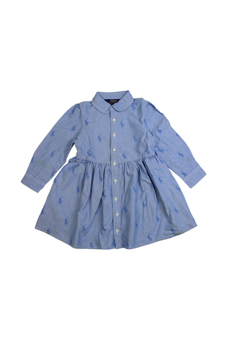 A Blue Long Sleeve Dresses from Polo Ralph Lauren in size 2T for girl. (Front View)