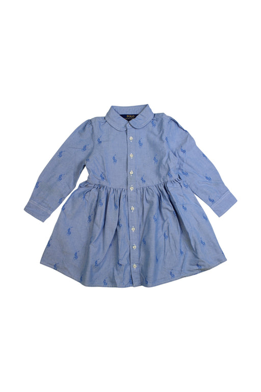 A Blue Long Sleeve Dresses from Polo Ralph Lauren in size 2T for girl. (Front View)