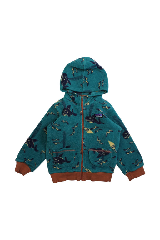 A Teal Zippered Sweatshirts from Patagonia in size 5T for boy. (Front View)