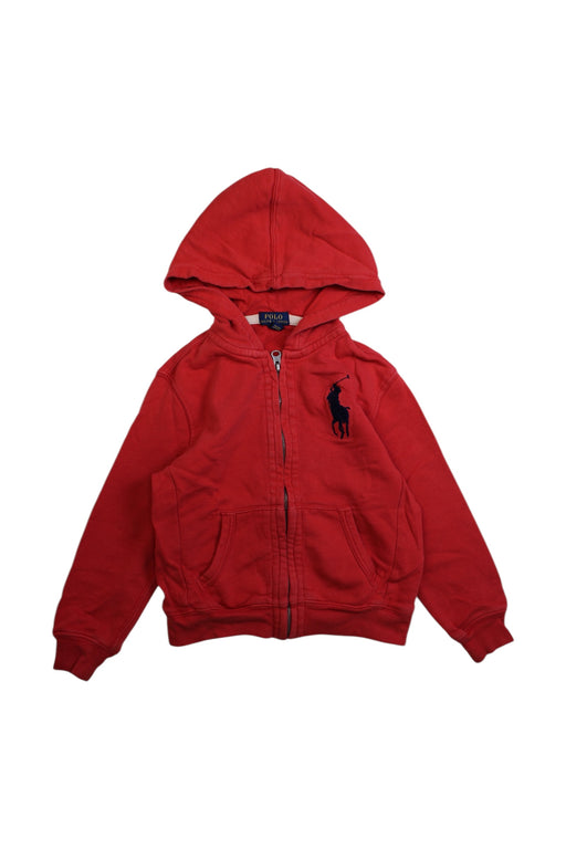 A Red Hooded Sweatshirts from Polo Ralph Lauren in size 5T for boy. (Front View)