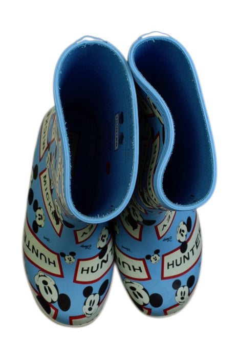 A Blue Rain Boots from Hunter in size 7Y for boy. (Back View)