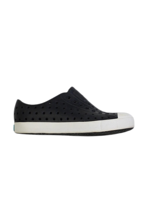 A Black Slip Ons from Native Shoes in size 5T for boy. (Front View)