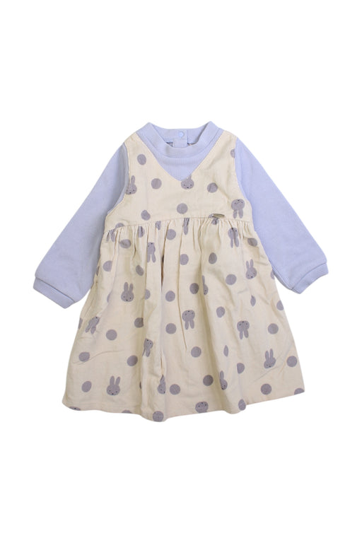 A Blue Long Sleeve Dresses from Petit Main in size 12-18M for girl. (Front View)