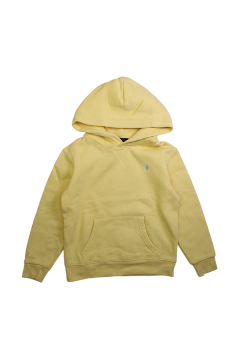 A Yellow Hooded Sweatshirts from Polo Ralph Lauren in size 7Y for boy. (Front View)
