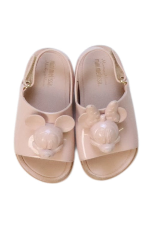 A Pink Sandals from Mini Melissa in size 3T for girl. (Front View)