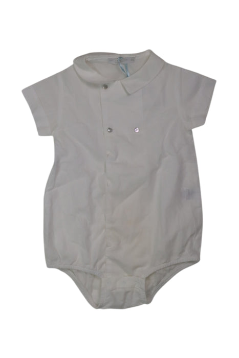 A Ivory Short Sleeve Bodysuits from Laranjinha in size 3T for boy. (Front View)