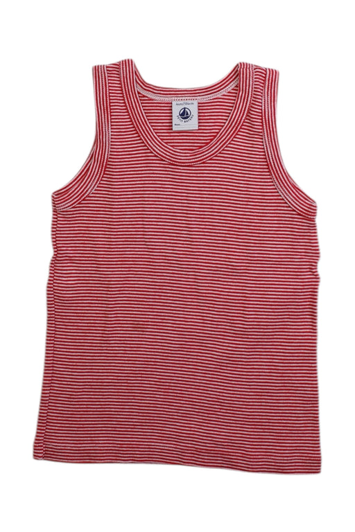 A Red Sleeveless T Shirts from Petit Bateau in size 4T for boy. (Front View)