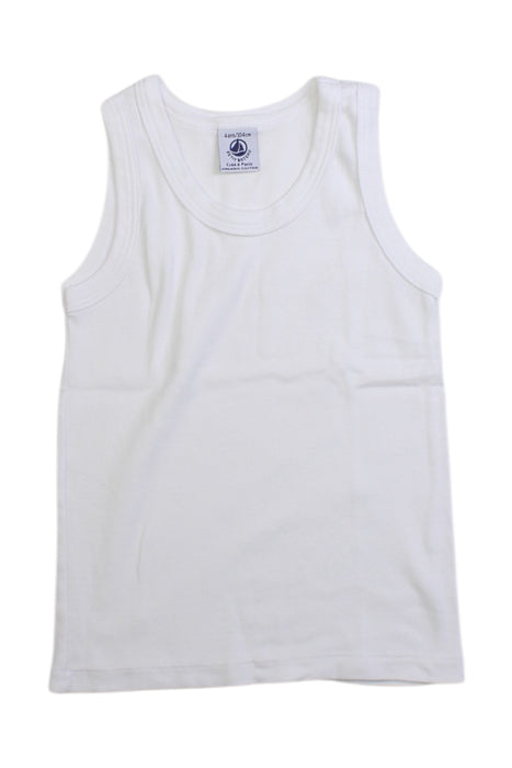 A White Sleeveless Shirts from Petit Bateau in size 4T for boy. (Front View)