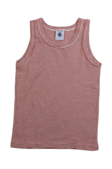 A Red Sleeveless Tops from Petit Bateau in size 4T for boy. (Front View)