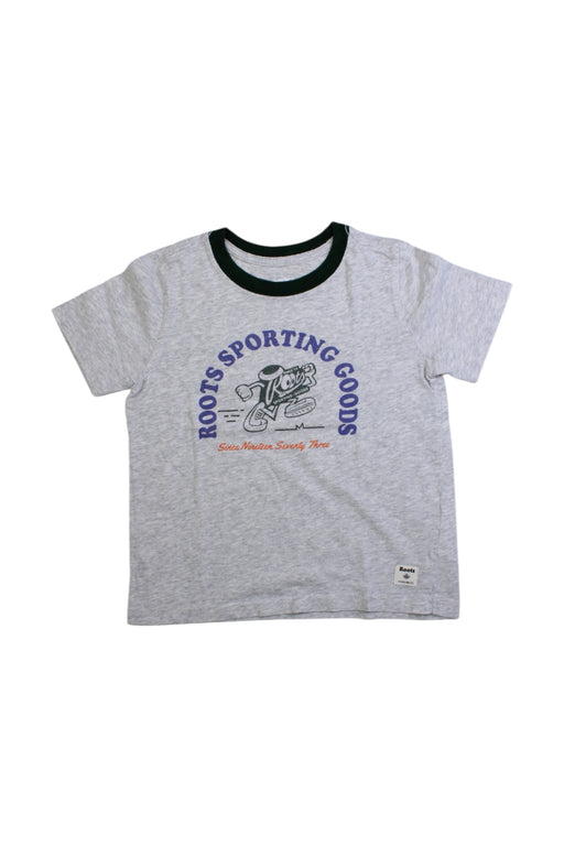A Grey Short Sleeve T Shirts from Roots in size 5T for boy. (Front View)