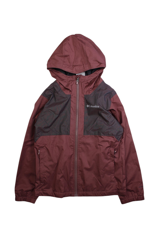 A Burgundy Rain Jackets from Columbia in size 8Y for neutral. (Front View)