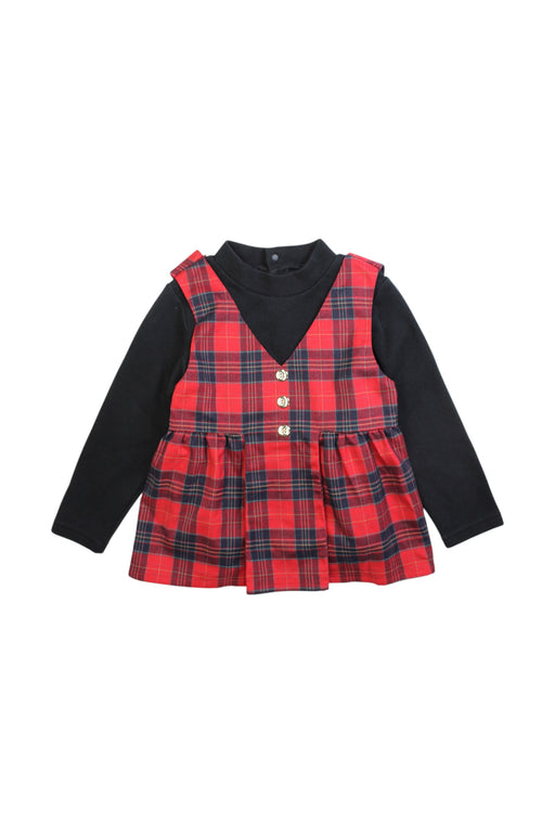 A Red Long Sleeve Dresses from Petit Main in size 5T for girl. (Front View)