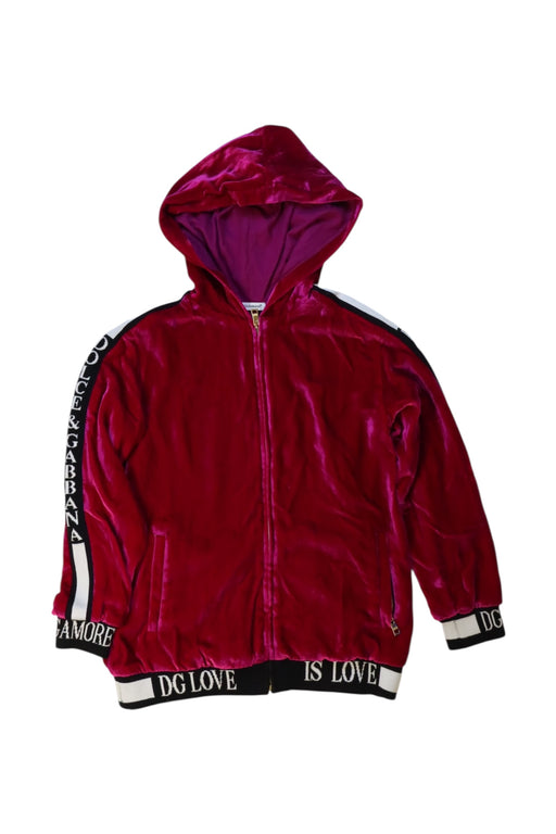 A Red Zippered Sweatshirts from Dolce & Gabbana in size 6T for girl. (Front View)