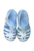 A Blue Sandals from Crocs in size 3T for girl. (Back View)