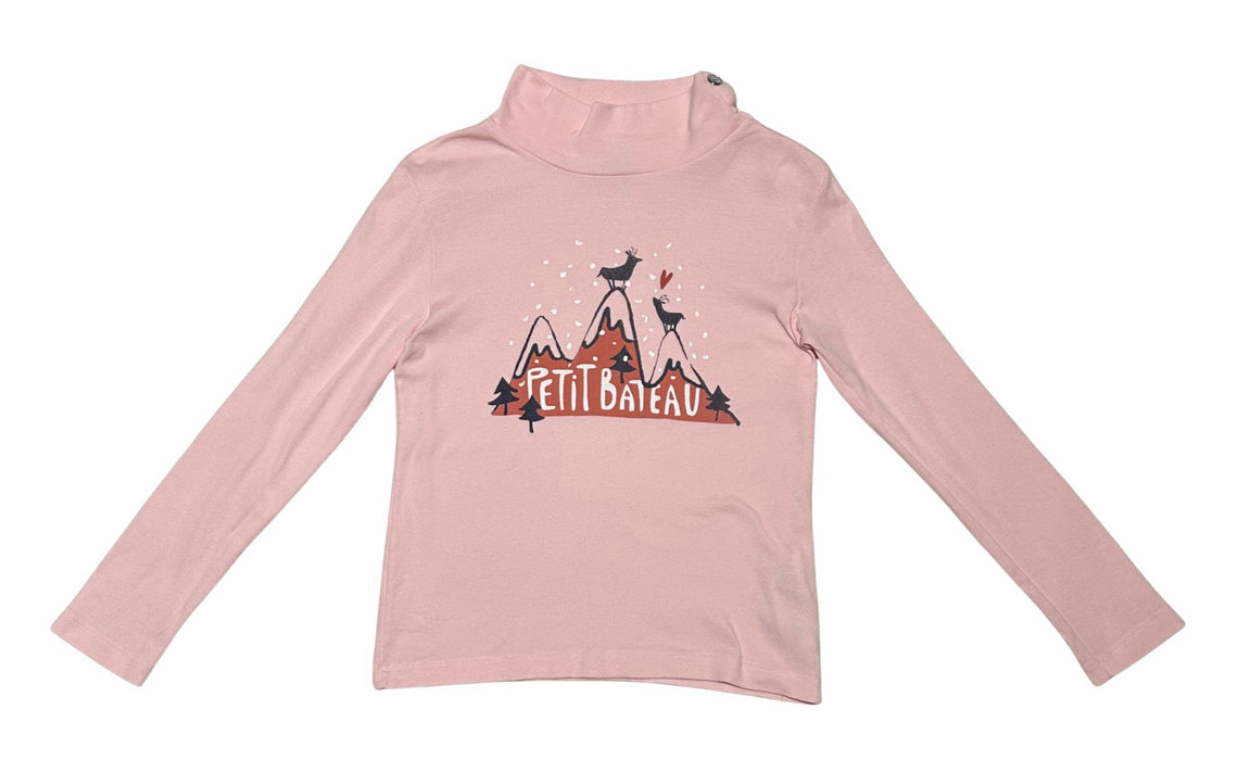 A Pink Long Sleeve Tops from Petit Bateau in size 8Y for girl. (Front View)